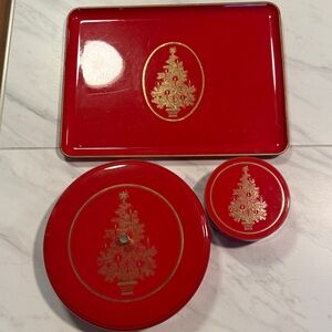 Vintage Design~Gibson Otagiri Christmas Tray~Coasters & Divided Covered Dish Set
